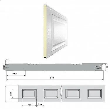 ДорХан Панель 575мм Нфиленка260/Нстукко серая(RAL7004)/белая(RAL9003), 3F260/S00-7004/9003