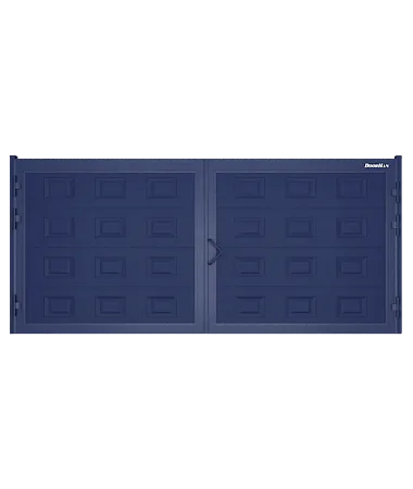 ДорХан Распашные ворота 2200х1300 цвета RAL 5005 (синий) с дизайном 'доска' без автоматики