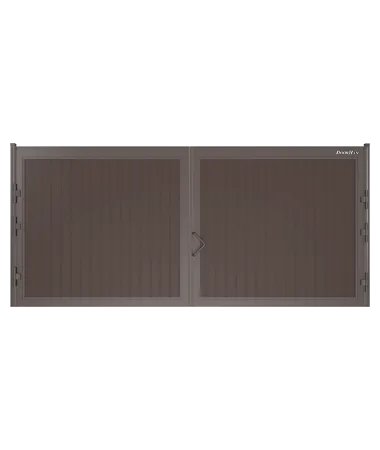 ДорХан Распашные ворота 4000х1600 цвета RAL 3000 (коричневый) с дизайном 'доска' с автоматикой