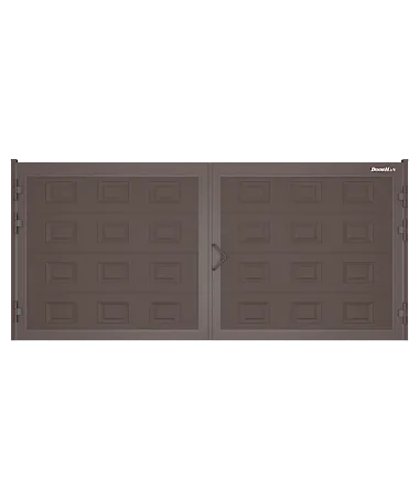 ДорХан Распашные ворота 4200х1800 цвета RAL 3000 (коричневый) с дизайном 'филенка' с автоматикой