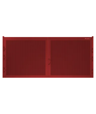 ДорХан Распашные ворота 4300х2000 цвета RAL 3000 (красный) с дизайном 'доска' с автоматикой