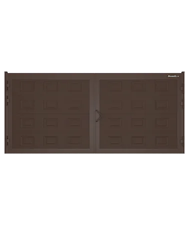 ДорХан Распашные ворота 2400х1700 цвета RAL 8017 (коричнево-красный) с дизайном 'филенка' с автоматикой